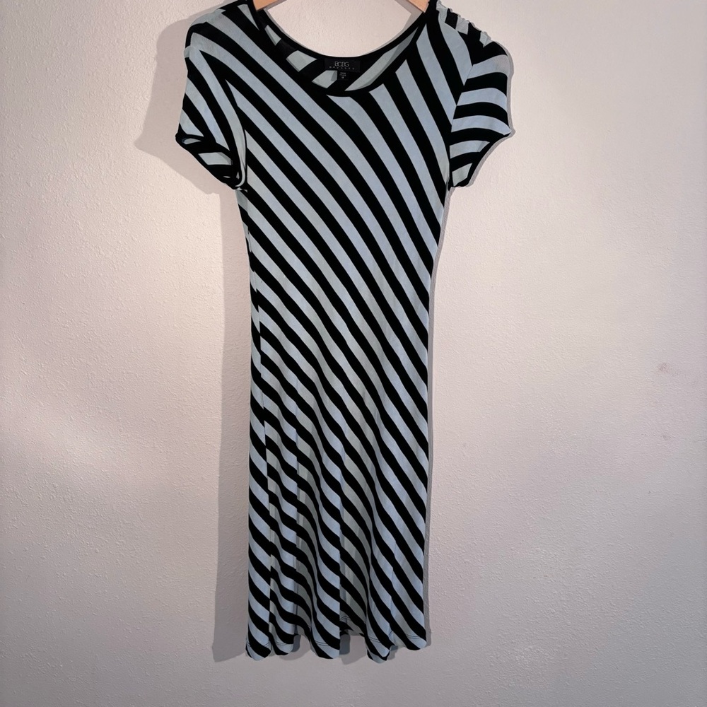 y2k BCBG Women Medium Striped Dress Blue And Black